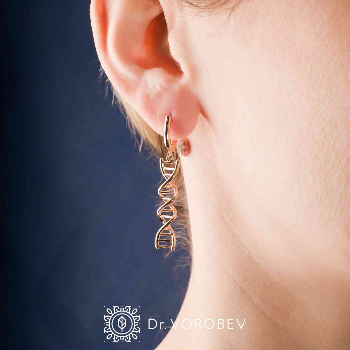 Серьги "ДНК" красное Au  585