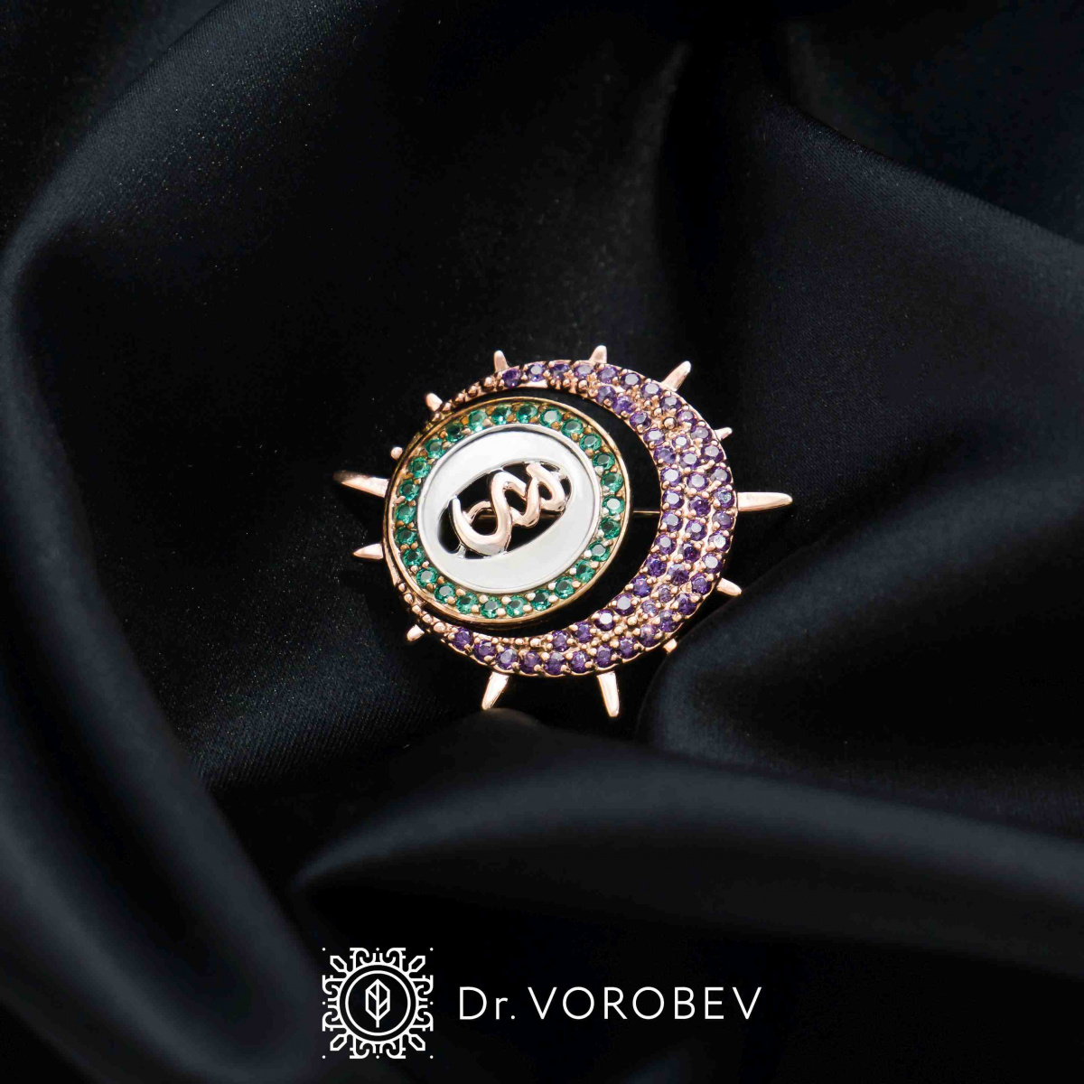 Брошь "Вирус №1" Au 585