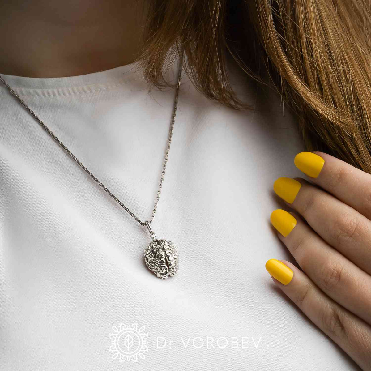 Кулон "Мозг" мельхиор
